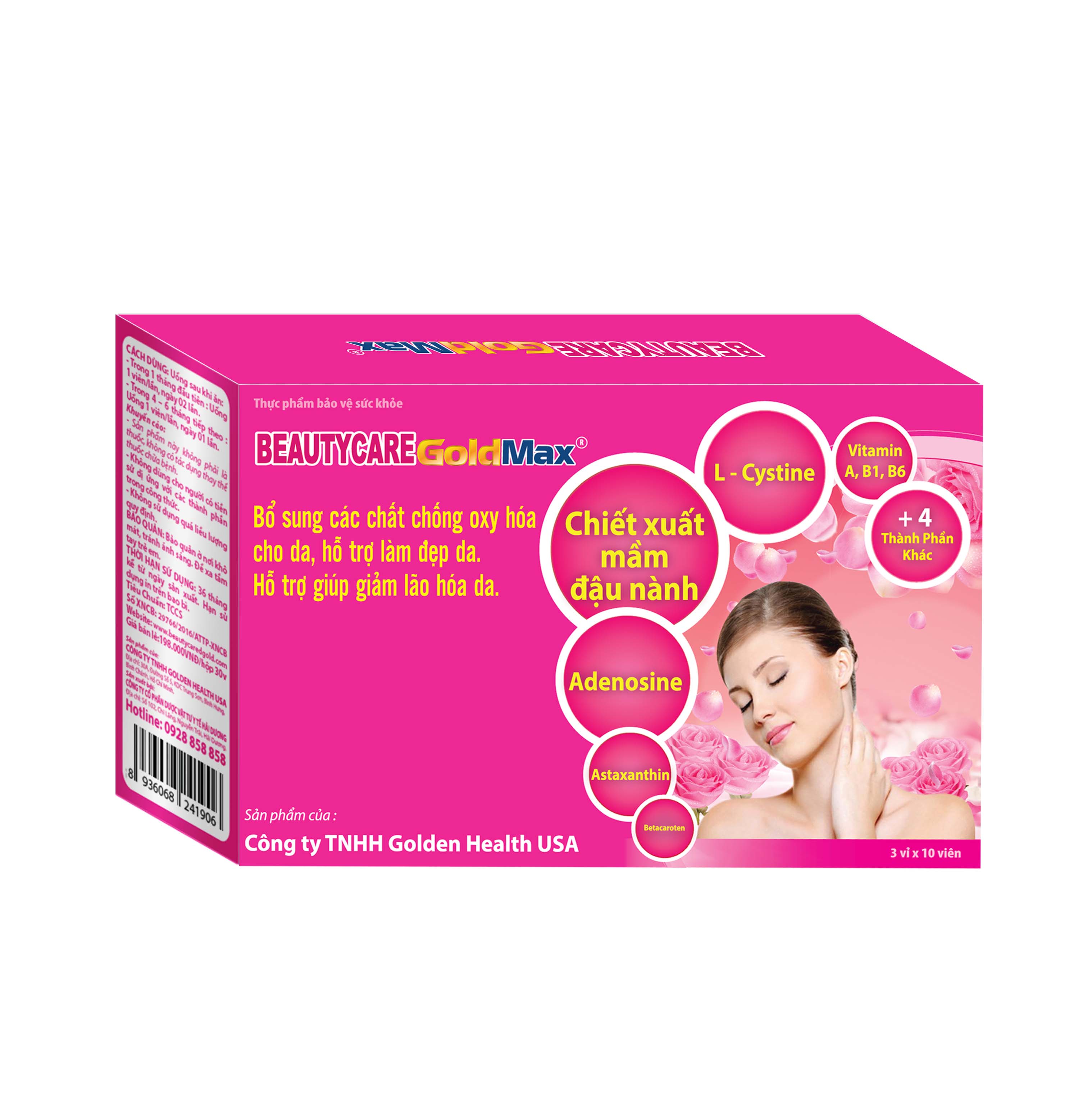 BEAUTYCARE GOLD MAX- Giúp cân bằng nội tiết tố. Giảm vết thâm nám, cho làn da hồng hào, mịn màng.