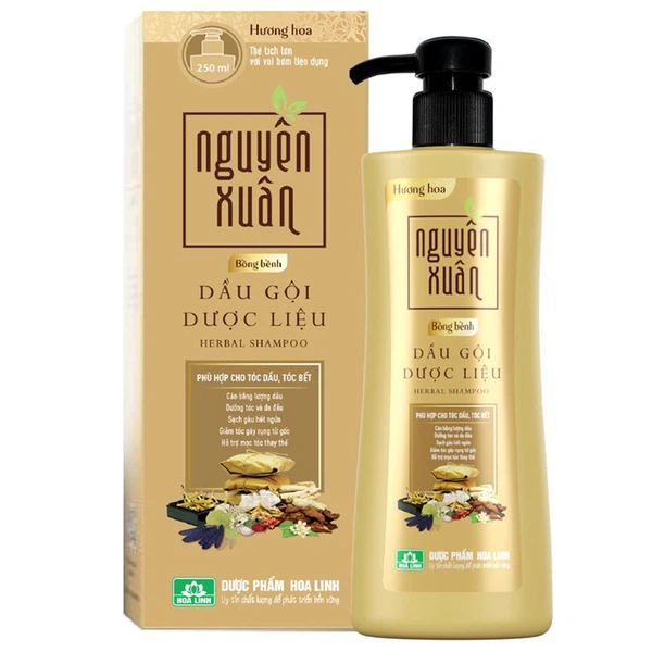 Dầu Gội Dược Liệu Nguyên Xuân Hoa Linh Vàng Hương Hoa Bồng Bềnh Cho Tóc Dầu 250Ml
