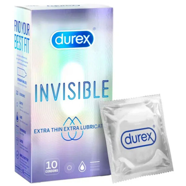 Bao cao su Durex Invisible Extra Thin Extra Lubricated, Siêu mỏng, ôm sát, chân thực