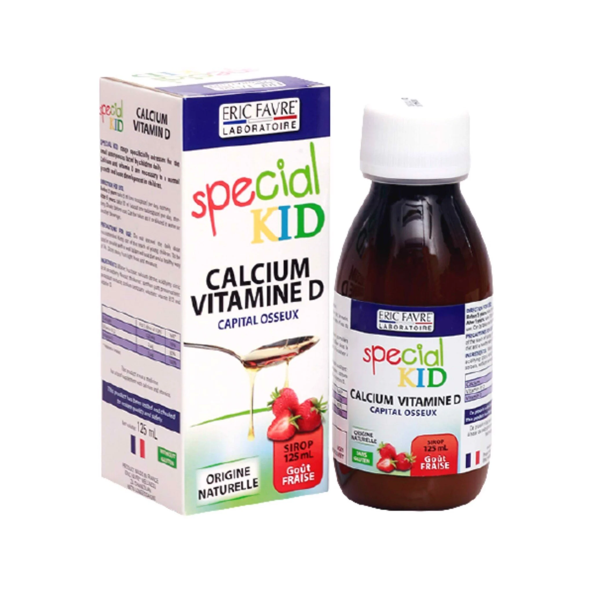 Siro Bổ Sung Canxi Cho Trẻ Special Kid Calcium Vitamine D Eric Favre Vị Dâu 125Ml