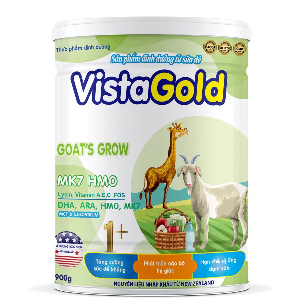 Sữa bột,sữa VistaGold Goat’ Grow-Sữa dê phát triển não bộ thị giác 900g
