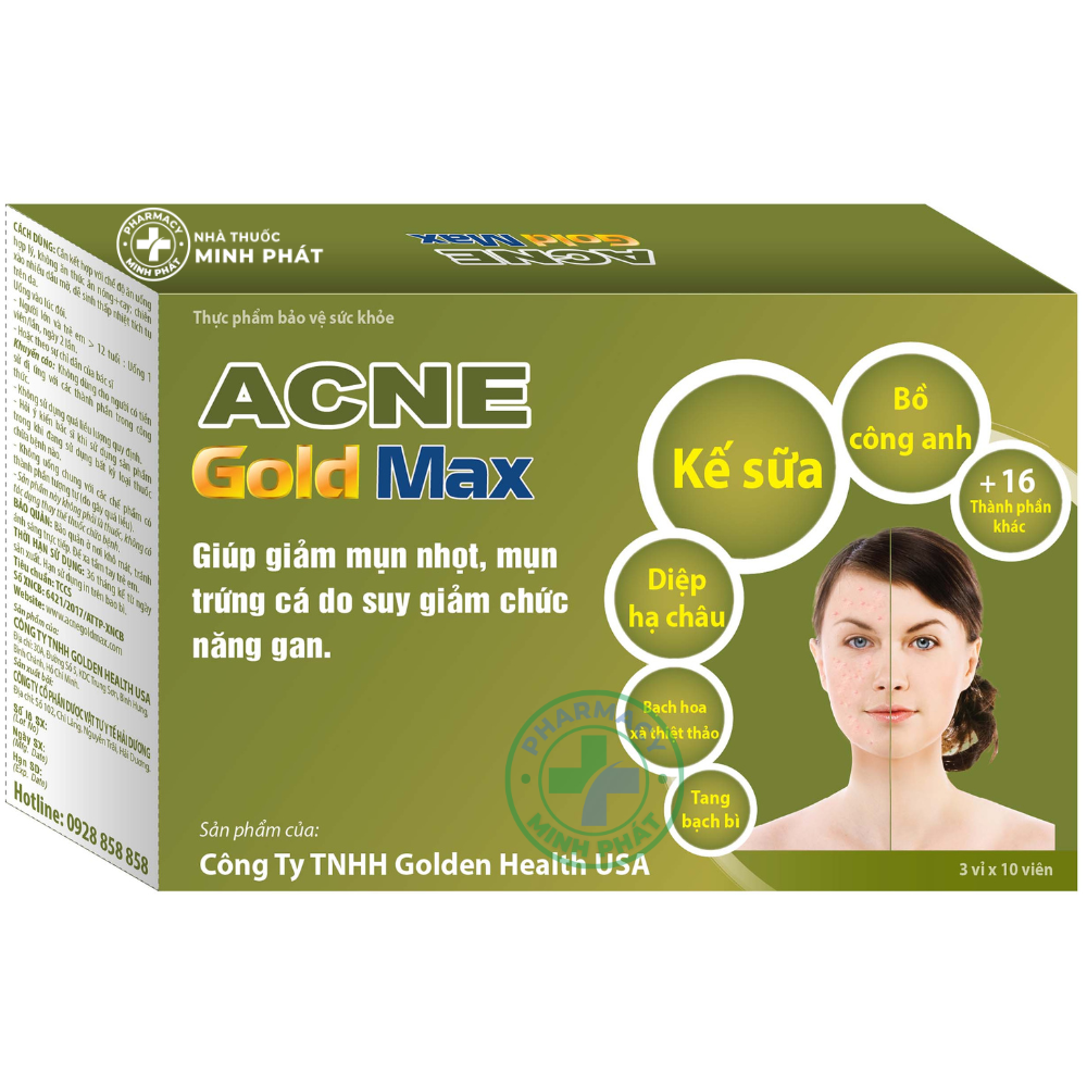 ACNE GOLD MAX - Giúp giảm mụn nhọt, mụn trứng cá do suy giảm chức năng gan