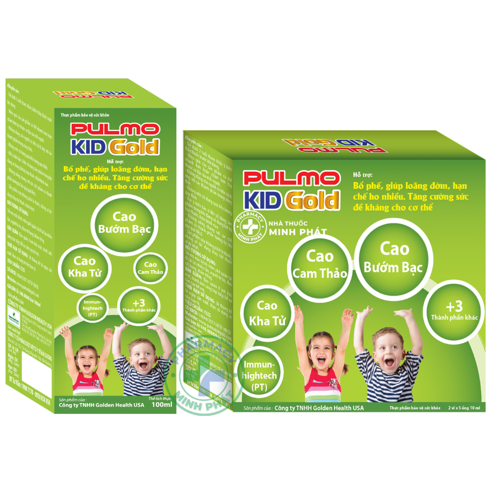 PULMO KID GOLD - Giúp giảm ho, ho rát họng, khản tiếng, khò khè, khó thở.